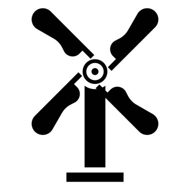 Rüzgar türbini ikonu. Beyaz arkaplanda yel değirmeni jeneratörü vektör çizgisi izole edildi