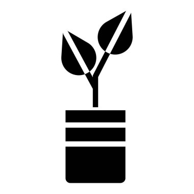 çömlekteki minimalist vektör simgesi beyaza izole edildi