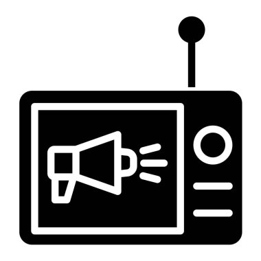 beyaz arkaplanda TV basit vektör simgesi