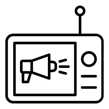 beyaz arkaplanda TV basit vektör simgesi