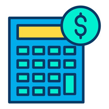 Bozuk para çizgisi biçim vektör illüstrasyon tasarımı içeren hesap makinesi