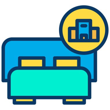 Otel odası web simgesi basit vektör illüstrasyonu