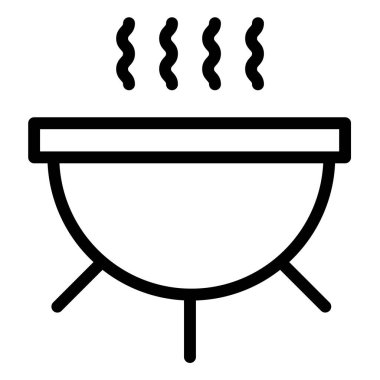 Yemek ateşte pişiyor. Web simgesi basit illüstrasyon