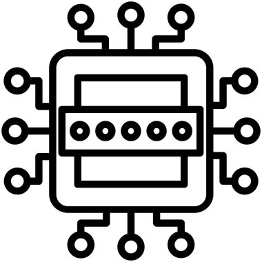 İşlemci basit simgesi, vektör illüstrasyonu