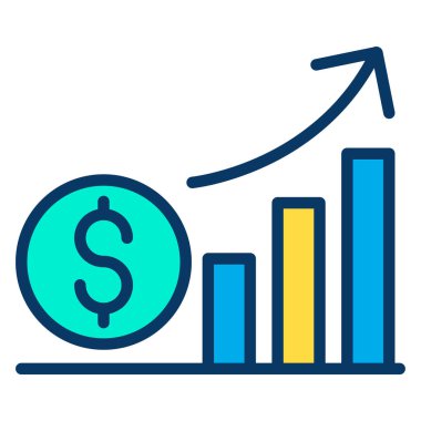 Basit büyüme grafik simgesi, vektör illüstrasyonu