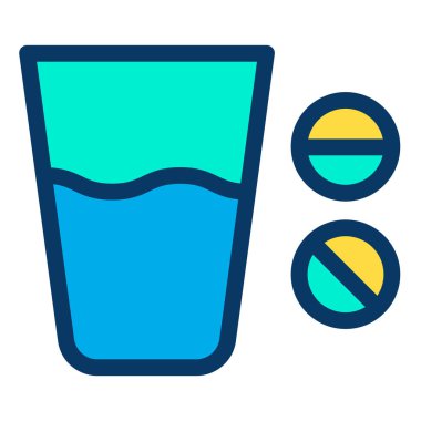 Haplı bir bardak su. Basit ikon, vektör illüstrasyonu.