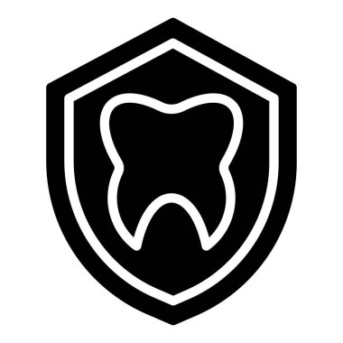 Diş ikonlu kalkan. Diş bakımı tıbbi koruma ve sağlık teması. izole tasarım elemanları. vektör illüstrasyonu