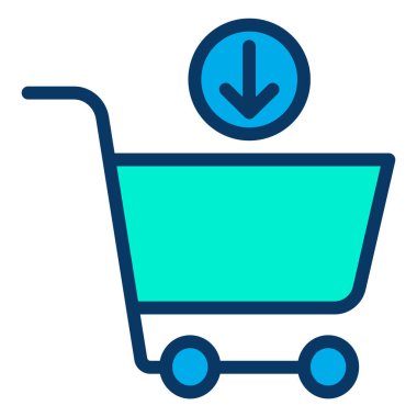 Alışveriş arabası simgesi, vektör illüstrasyonu