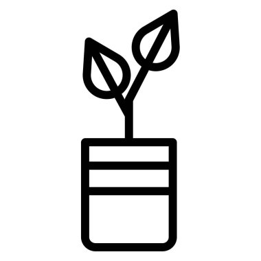 çömlekteki minimalist vektör simgesi beyaza izole edildi