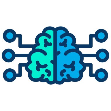 Beyin ağı, beyaz üzerinde izole edilmiş minimal vektör simgesi