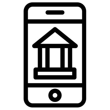 Mobil bankacılık, beyaz arkaplanda basit vektör simgesi