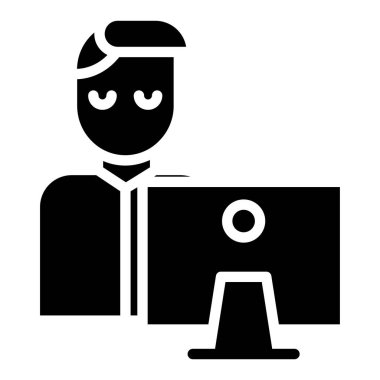 Adam web simgesi basit vektör illüstrasyonunu çalışır