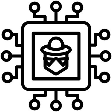 İşlemci basit simgesi, vektör illüstrasyonu