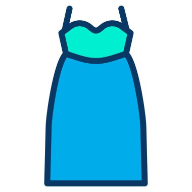 Güzel elbise ikonu. Beyaz arkaplandaki kadın vektör simgelerinin basit bir gösterimi