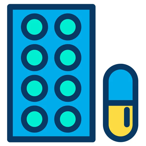 Pillen Minimalistisches Vektorsymbol Isoliert Auf Weiß — Stockvektor
