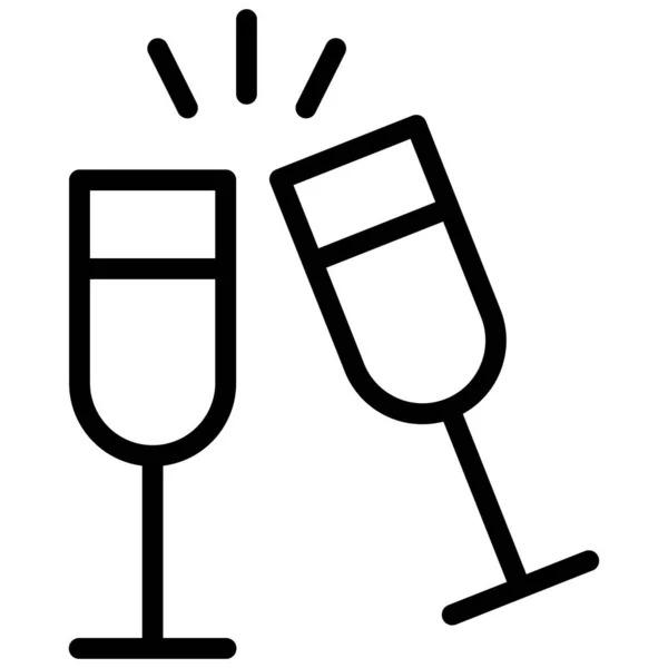 Икона Вектора Бокала Шампанского Символ Наброска Рисунка — стоковый вектор