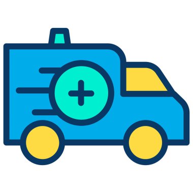 Ambulans arabası, doğrusal vektör simgesi