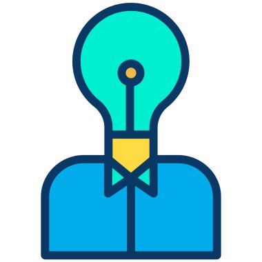 Beyazda izole edilmiş beyin fırtınası, minimal vektör simgesi