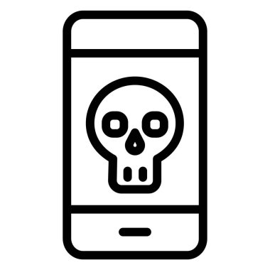 Cep telefonu. vektör sanatı, ekranda kafatası 