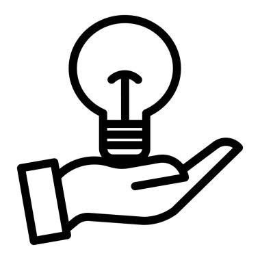 Fikir çizgisi biçim vektör çizimi tasarımı ile el ele tutuşan ampul