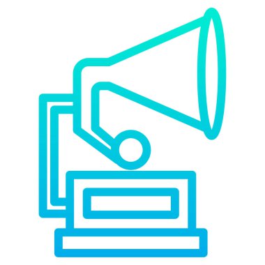 Gramofon simgesi, basit vektör illüstrasyonu