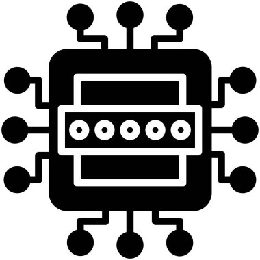 İşlemci basit simgesi, vektör illüstrasyonu