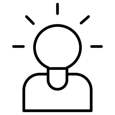 Beyazda izole edilmiş beyin fırtınası, minimal vektör simgesi