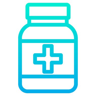 İlaç şişesi vektör simgesi. iki renkli düz sembol, pembe ve beyaz renkler, yuvarlak açılar, gümüş