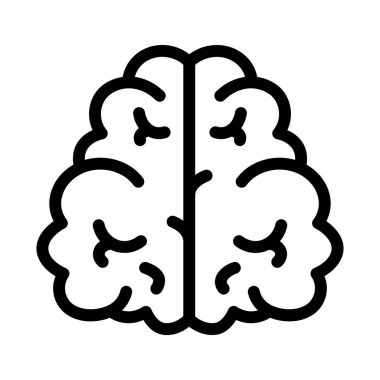 Beyin, minimalist vektör simgesi beyaza izole edildi