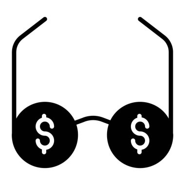 Dolar iç çekişi gözlük yansıması, gözlük vektör çizimi 