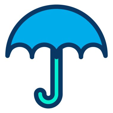 Beyaz üzerine izole edilmiş şemsiye minimalist vektör simgesi 