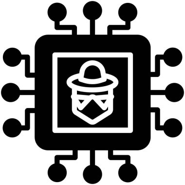 İşlemci basit simgesi, vektör illüstrasyonu