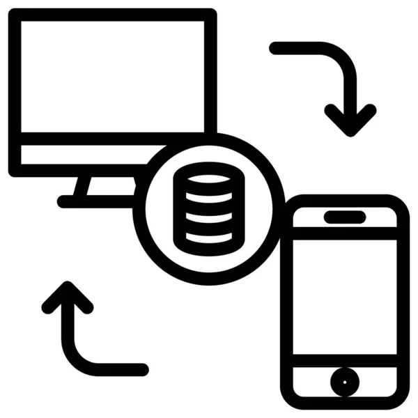 Computernetzwerk Einfache Abbildung Monitor Mobile Transforming — Stockvektor