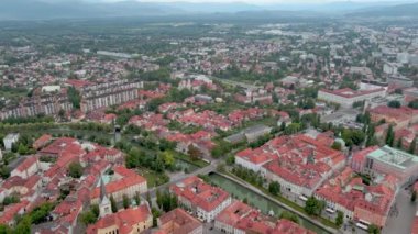 Ljubljana şehri. Yukarıdan panoramik görünüm.