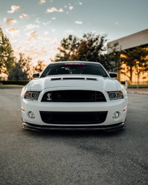 LA, California; April 19, 2021. White ford Mustang Shelby gt500.