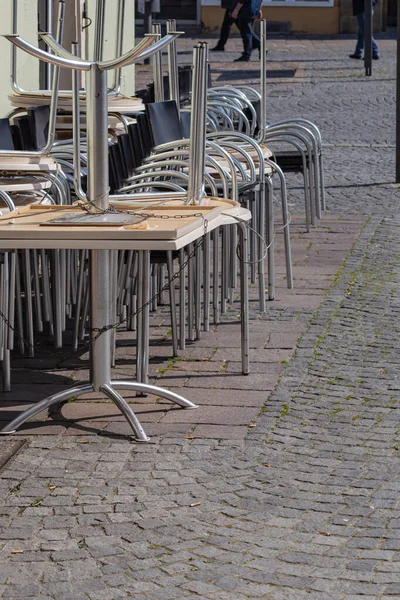 Lockdown Empty Restaurant Cafe South German City Schwaebisch Gmuend — Stock Photo, Image