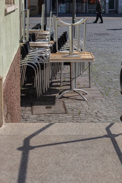 Lock Café Restaurant Vide Dans Ville Sud Allemande Schwaebisch Gmuend — Photo