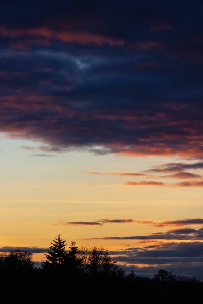 Sundown Colorful Sky Winter Evening South Germany Countryside — Stock Photo, Image