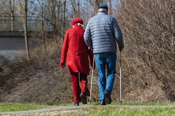 Senior Couple Walking Spring South German Countryside — Stock Photo, Image