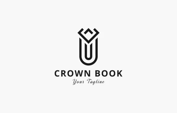 Carta Book Crown Logo Vector Template Adequado Para Marca Pessoal — Vetor de Stock