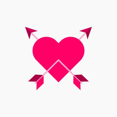 Heart Love Double Arrow İllüstrasyon Sancak Vektör Şablonu