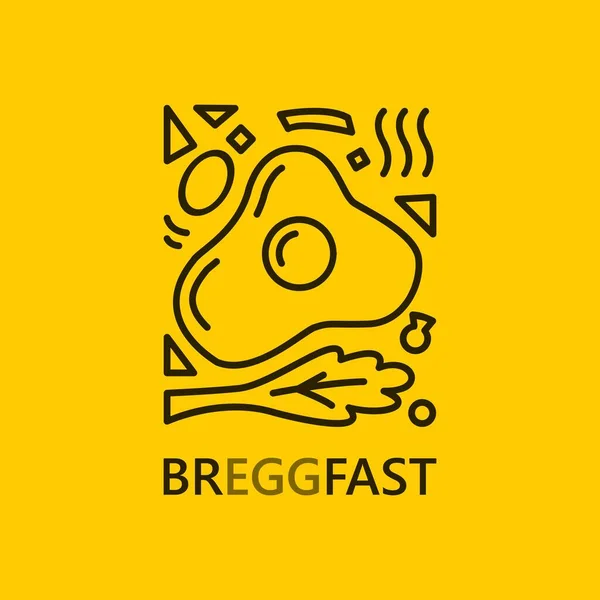 Egg Vegetable Line Art Logo Illustration Pequeno Almoço Vector Template — Vetor de Stock