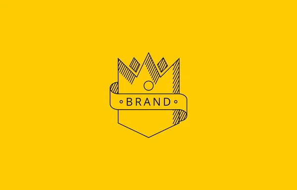 Crown King Con Nastro Vintage Logo Template Adatto Qualsiasi Azienda — Vettoriale Stock