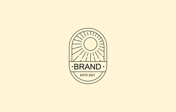 Sunburst Linear Vintage Logo Vector Template Passend Für Klassische Produktmarke — Stockvektor