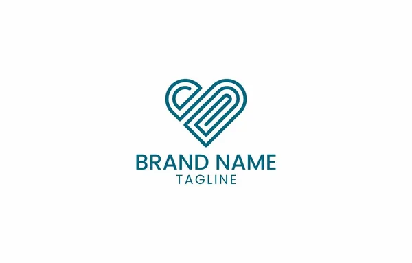 Love Line Logo Design Template Vector Cocok Untuk Merek Bisnis - Stok Vektor
