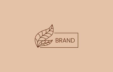 İki Yaprak Çizgisi Doğa Santrali Minimalist Logo Tasarım Şablonu doğa ürünü veya hizmet markası için uygundur