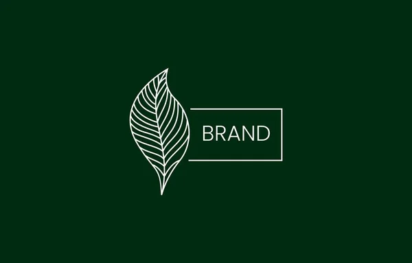 Leaf Line Nature Plant Minimalistisch Logo Design Template Geschikt Voor — Stockvector