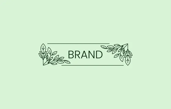 矩形线自然植物简约标志设计模板适用于自然产品或服务品牌 — 图库矢量图片