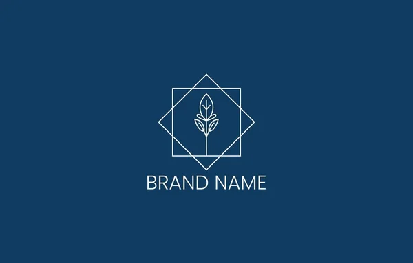 Nature Line Plant Minimalist Logo Design Template 제품이나 서비스 브랜드 — 스톡 벡터