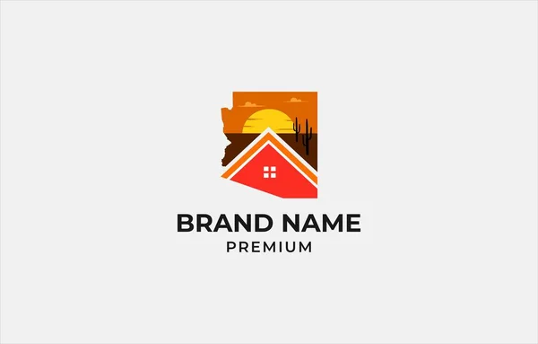 Arizona Sunset House Logo Vector Template Adatto Attività Immobiliari — Vettoriale Stock